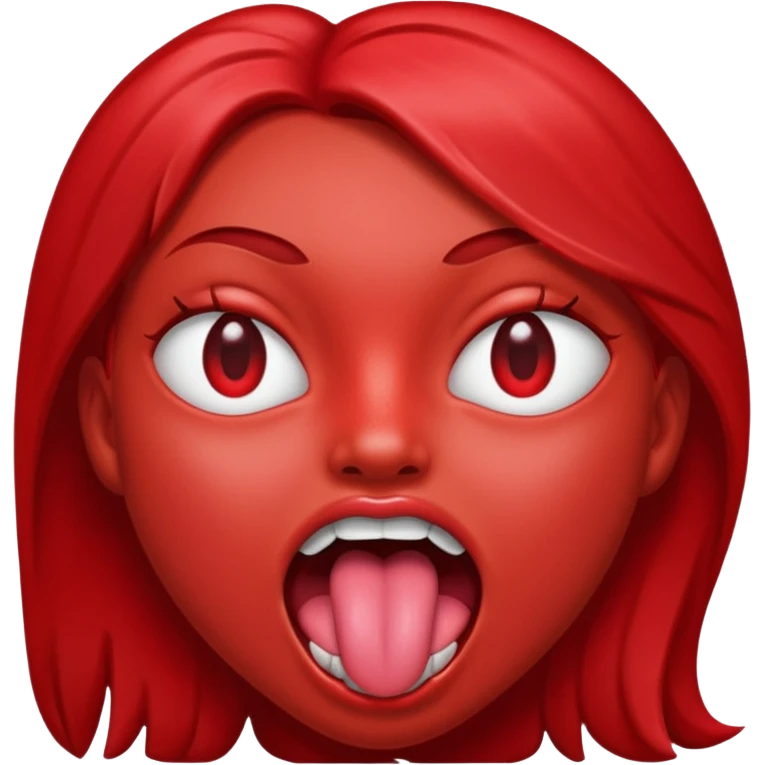 ohm red character shiny eyes tongue out emoji
