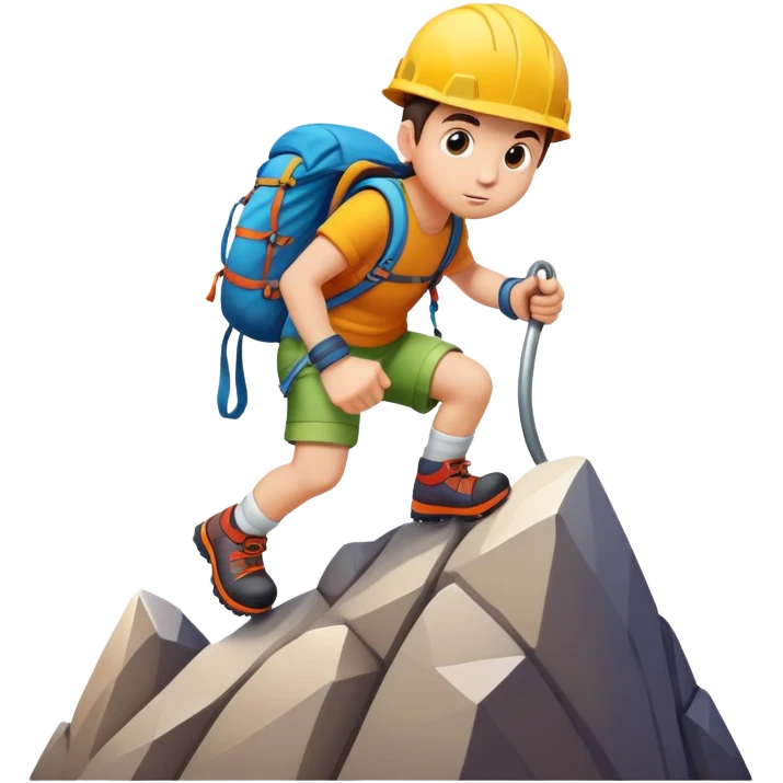 cartoon character climbing a mountain emoji