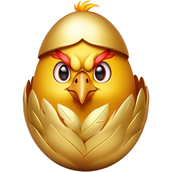 Chicken with fiery eyes + golden egg in claws
— The chicken looks like it just escaped from a casino in hell. There's excitement in her eyes, an egg in her claws, and "x5?" or "??x" on it. It's a mix of aggression and the promise of wealth. Pure dopamine. emoji