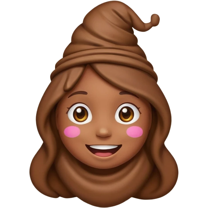 Un fille a la tête de caca smile et habillé en caca emoji