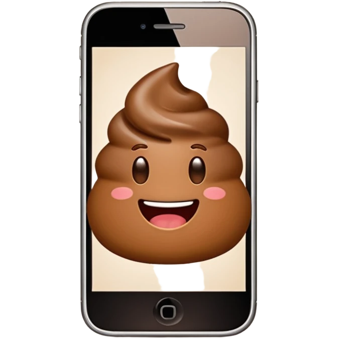 mobile phone with poop emoji on the screen emoji