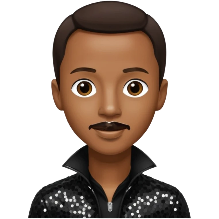 Tevin Campbell with dark brown hair, black sequin outfit emoji