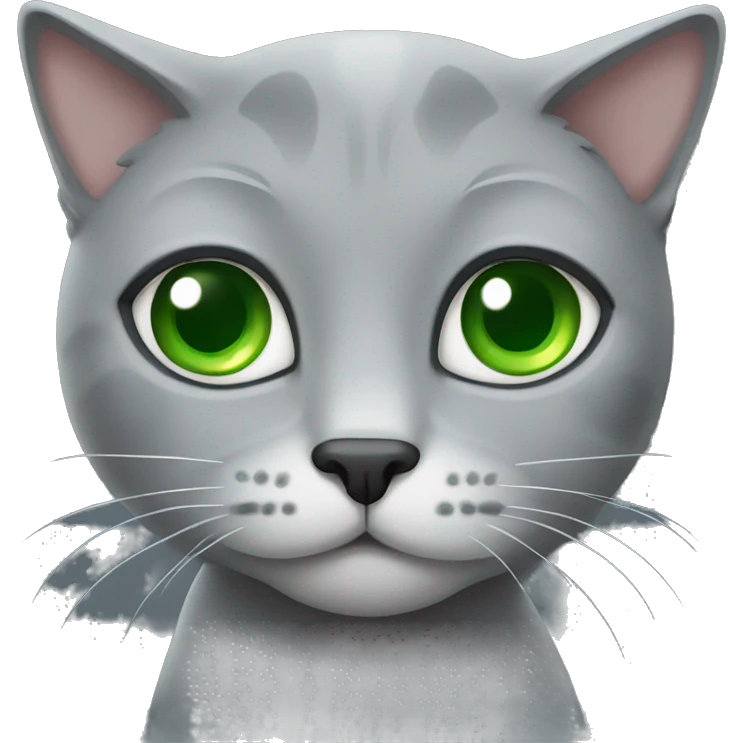 Grey cat with green eyes  emoji