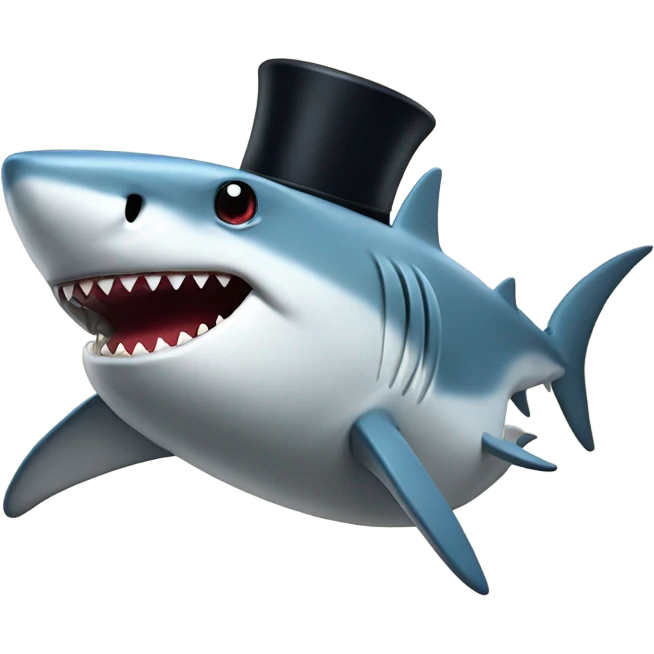 Shark with a top hat emoji