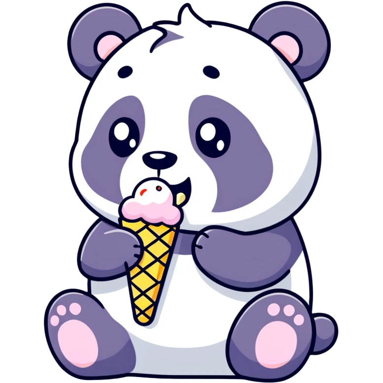 Panda eating ice cream emoji