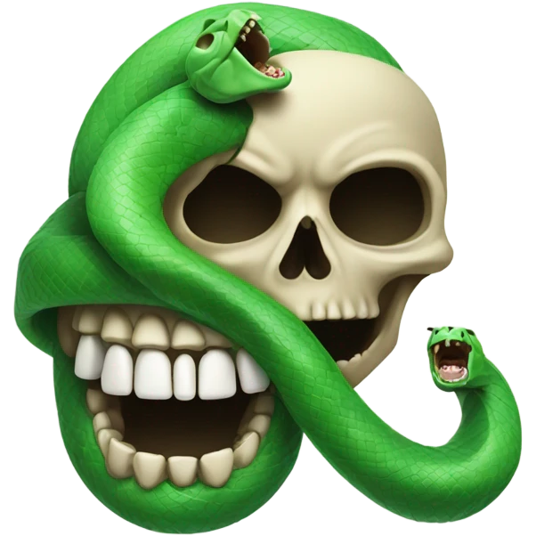skull with open mouth green snake emoji