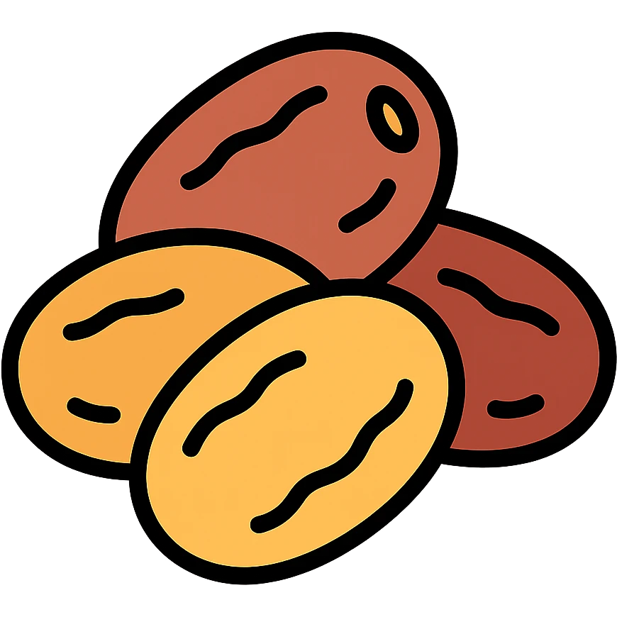dried dates, modern icon with black outlines emoji