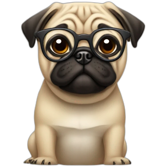 Pug with glasses emoji