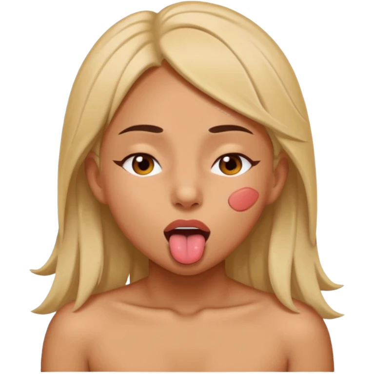 girl naked with eye close andtongue emoji