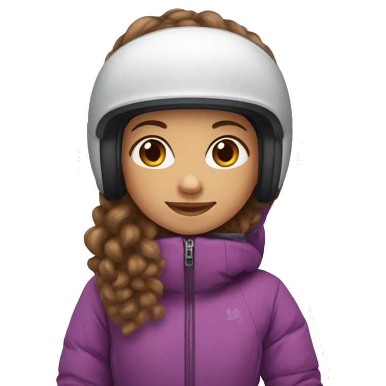 Girl long curly brown hair white skin and mini pincher on snowboard emoji