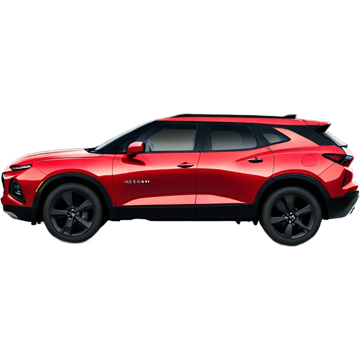 2020 Red Chevrolet Blazer with black wheels, black Chevrolet logo, in front of mountains   emoji