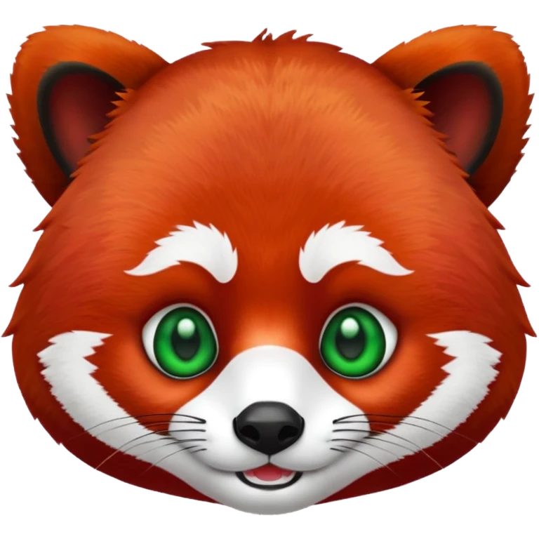 red-panda head, with green-eyes, and red-hair emoji
