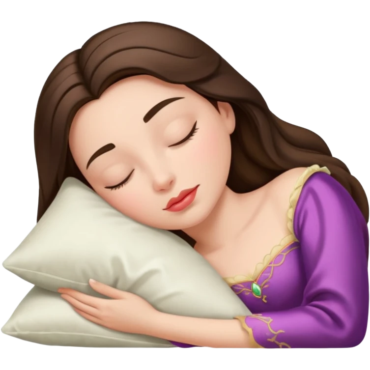 sleeping beauty brunette white girl with a silk pillow emoji