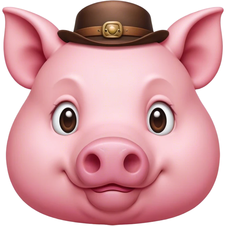 Cinematic Noble Pig Portrait Emoji, Poised and regal, with a stout, robust build and a smooth, well-groomed rosy-pink hide, deep-set soulful beady eyes, Simplified yet sharp and sophisticated features, highly detailed, glowing with a soft, dignified glow, high shine, intelligent and determined, stylized with an air of barnyard nobility, focused and attentive, soft glowing outline, capturing the essence of a watchful and confident pig, so majestic it feels as though it could trot out of the screen with effortless authority! emoji
