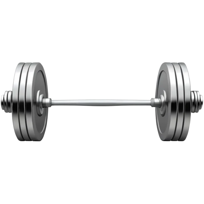An emblem symbolizing weightlifting with a stylized barbell in the center, set against a simple, clean background. The barbell is prominent and sleek, with no athlete included. The design is bold, modern, and minimalistic emoji