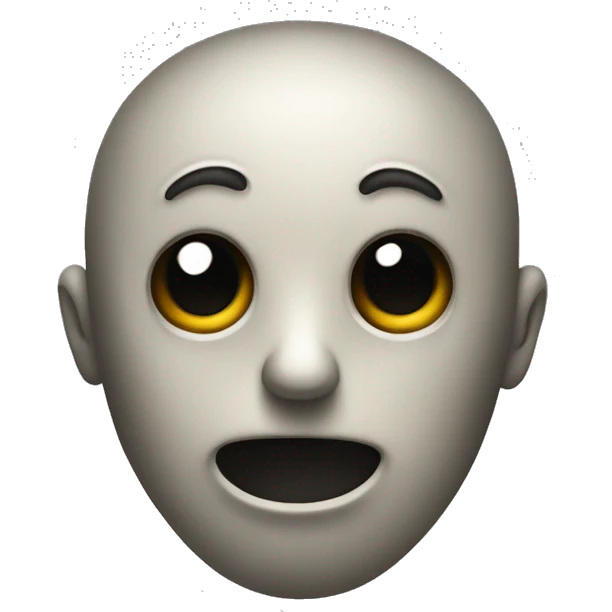 Create an emoji of a face with hollow, dark holes where the eyes and mouth should be, giving it an eerie and unsettling appearance. emoji