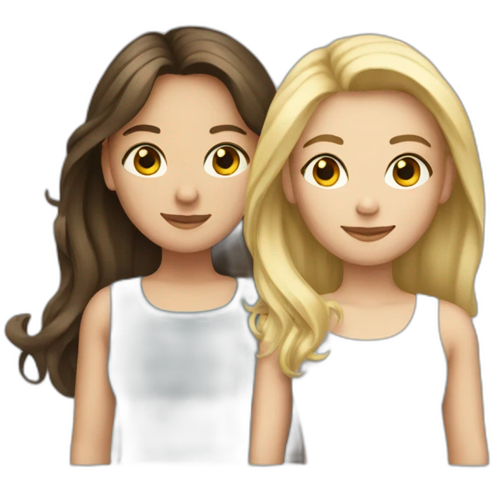 Une fille brunette et une blonde emoji