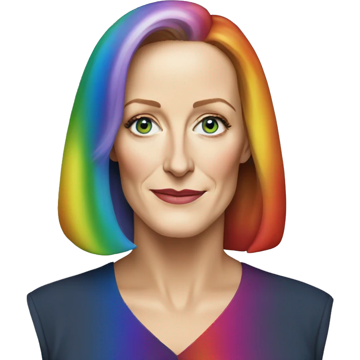 Gillian Anderson wearing rainbow colors emoji