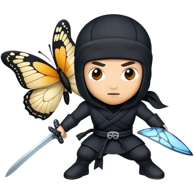 Crea un emoji para usar en WhatsApp con estos dos emoji 🥷🏻🦋. emoji