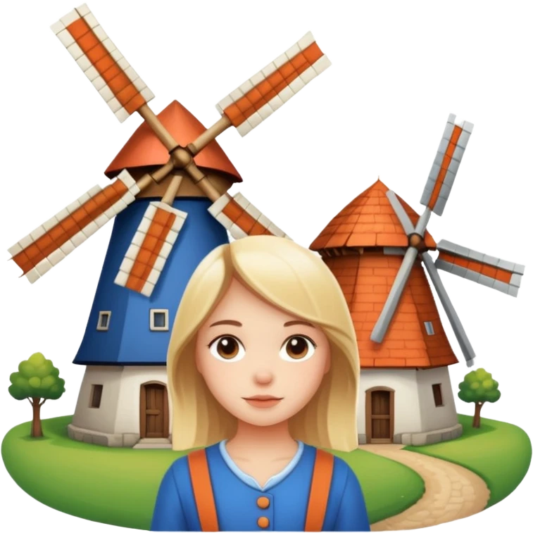 Dutch windmill with cute girl emoji