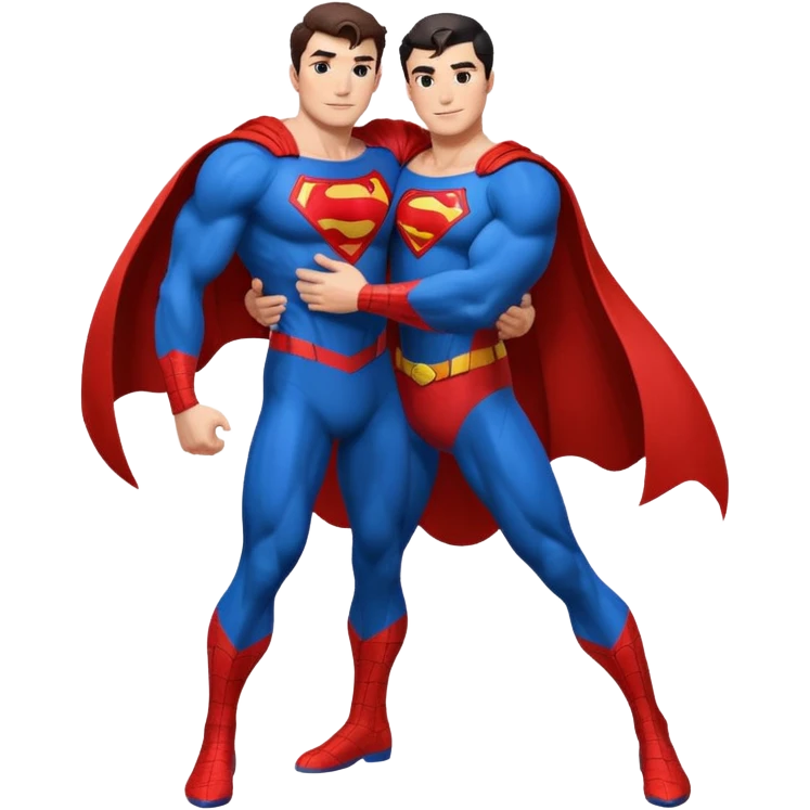 Spider-Man hugging Superman  emoji