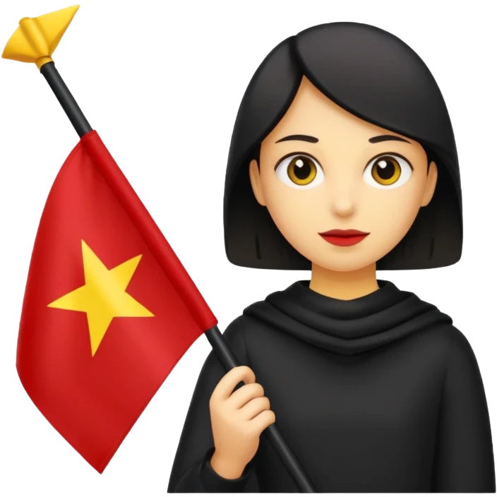 A person holding a black, yellow, and red flag emoji