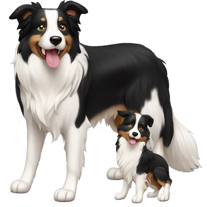 Border collie dog with Papa blond and mama black curls emoji