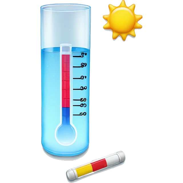 The thermometer and tablets are lying next to a glass of water emoji