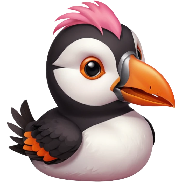 pink puffin angry blow steam nose beak emoji