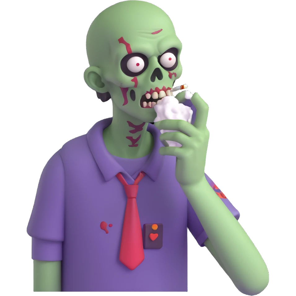 A zombie sniffing white powder emoji