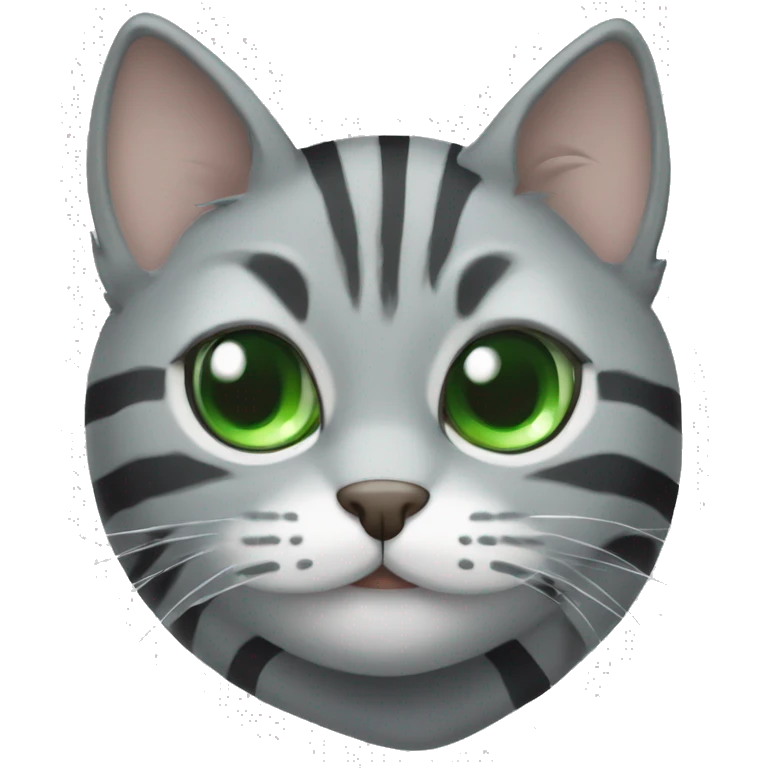 striped gray cat with green eyes emoji