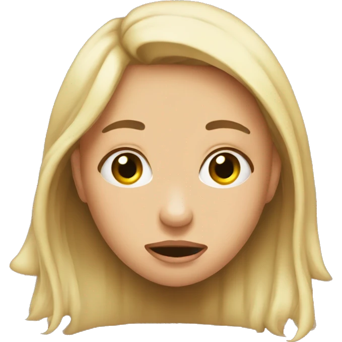 The girl cries and lifts her lower lip emoji