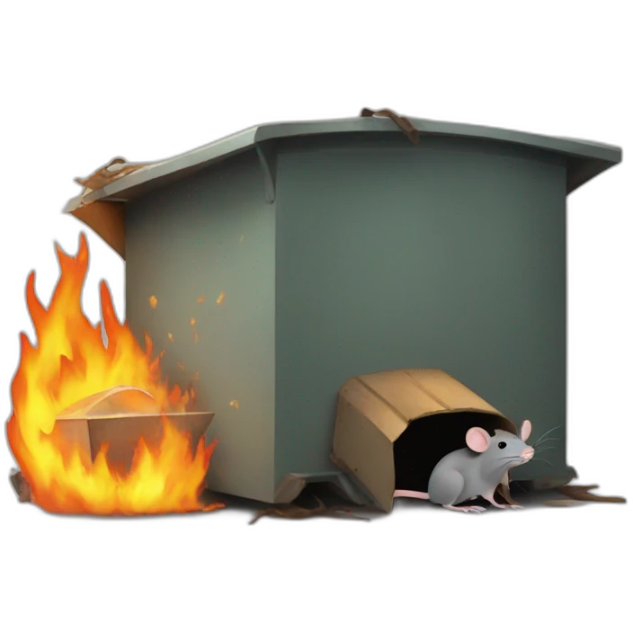 rat inside of dumpster fire emoji