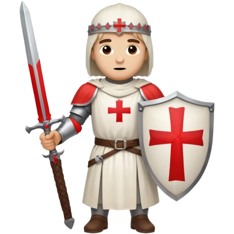 knight templar standing with sword, white tunic, red cross emoji