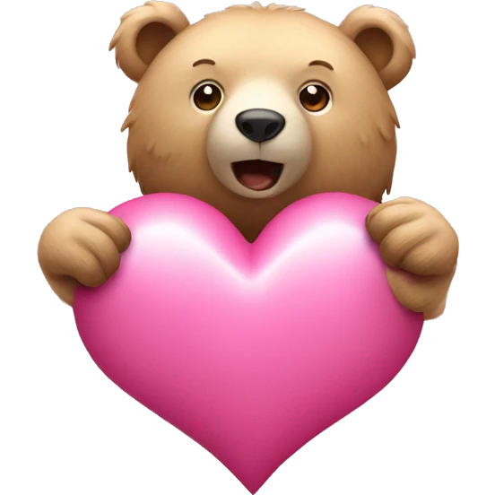Pink heart with a bear beside it  emoji