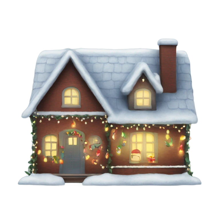 House with Christmas lights emoji