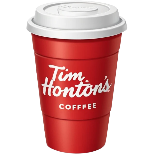 Tim Hortons coffee, it should be red cup with white write writing " Tim Hortons" and a White lid emoji