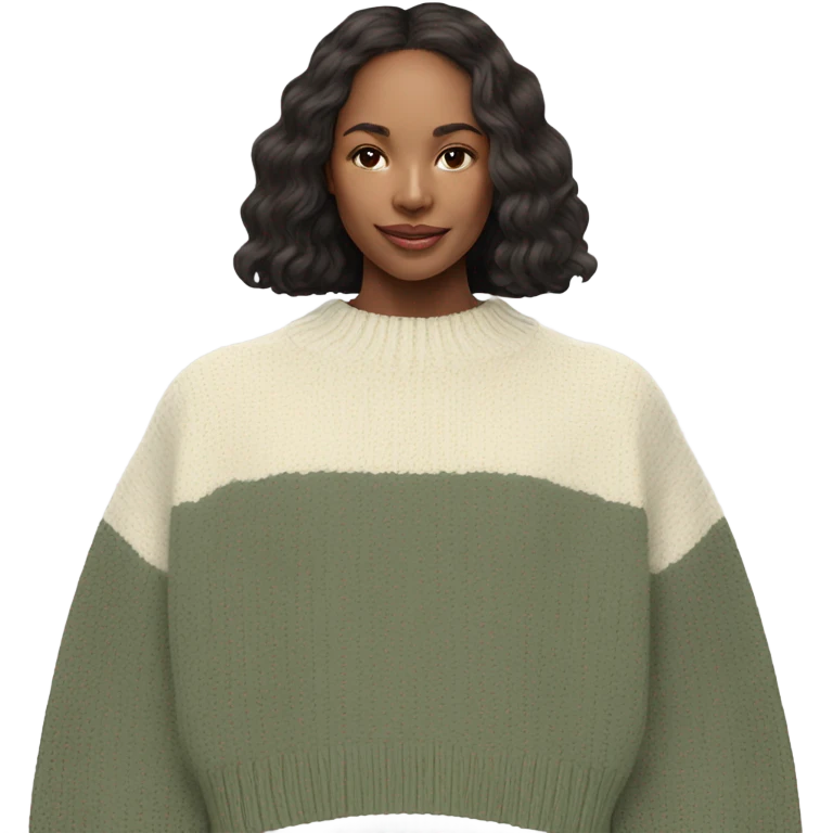 Sage and cream cropped oversize wool sweater, isolated emoji