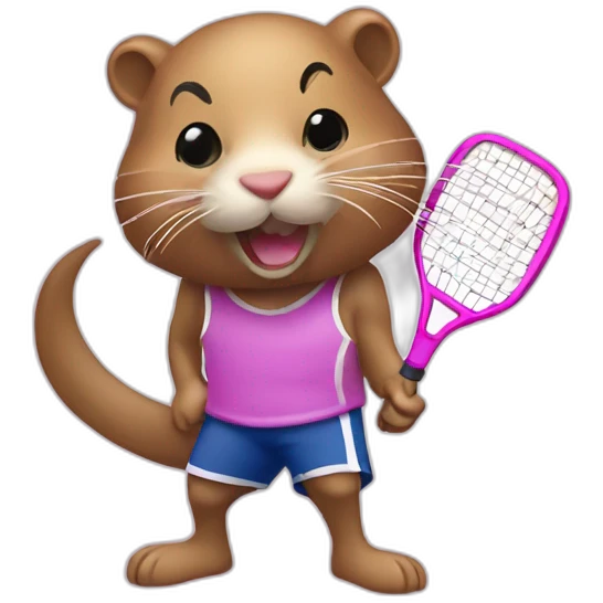 pink muskrat playing pickleball emoji