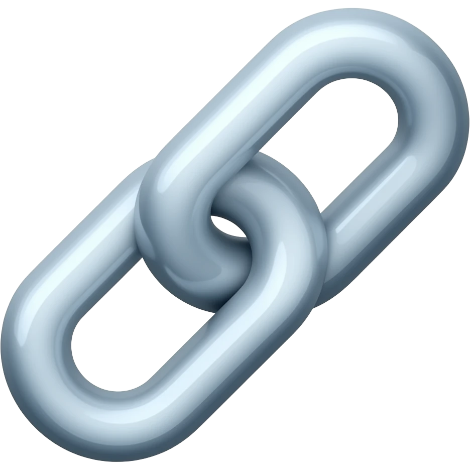 A sleek, metallic-looking link emoji with a subtle gradient in sky blue shades. Futuristic style. emoji