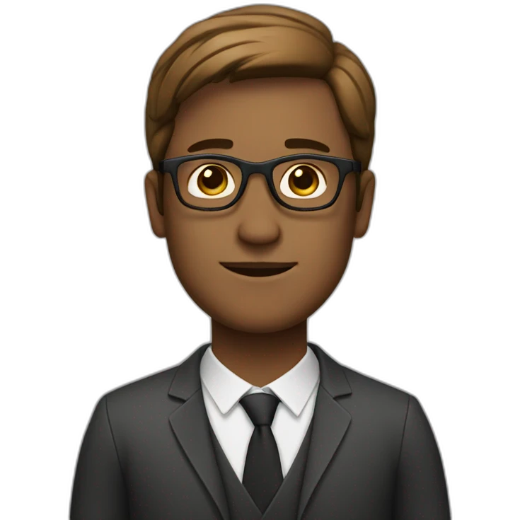 white man with brown middle part hair with glasses emoji