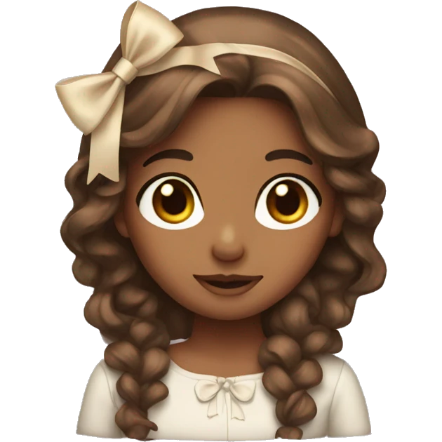 Brown hair girl with bow  emoji