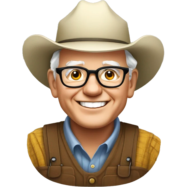 Warren Buffet as a farmer, smiling emoji