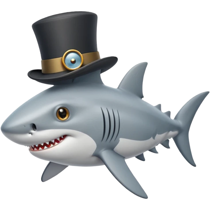 Shark with a top hat emoji