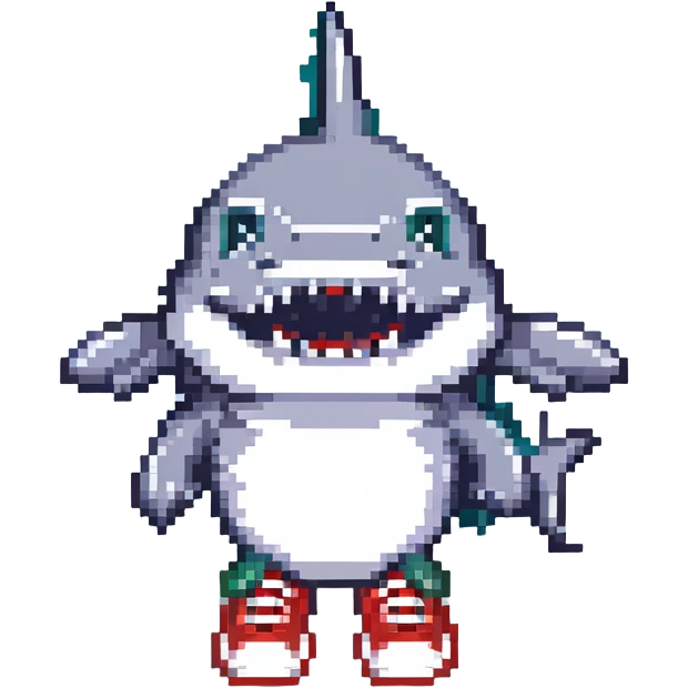 shark wearing shoes, simple background emoji