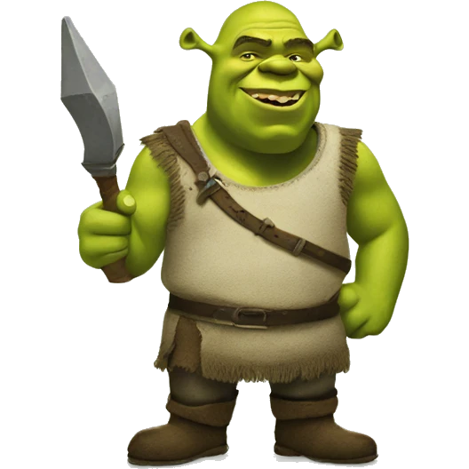 Shrek holding a pewpew emoji