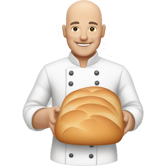 bald man baking bread emoji