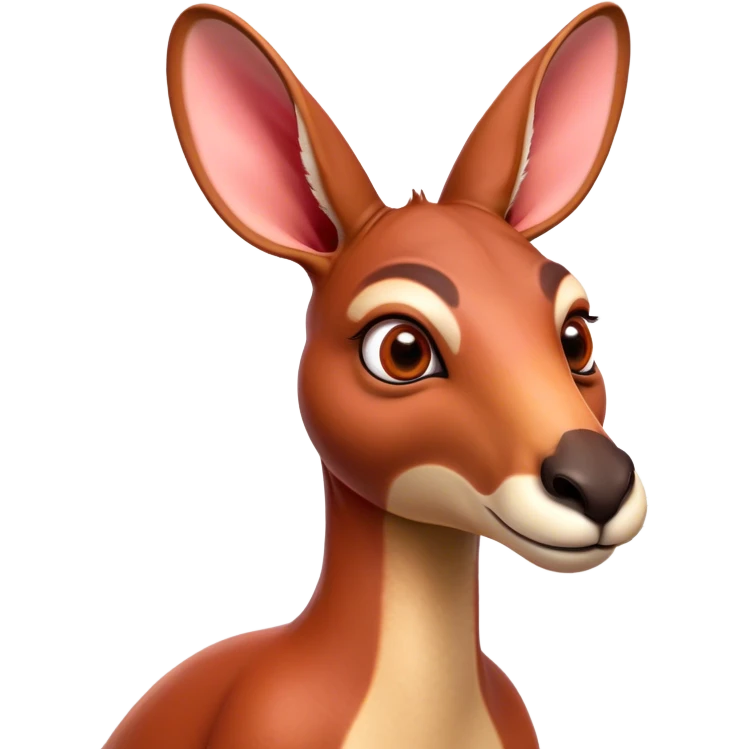 Cinematic Comical Adult Red Kangaroo Portrait Emoji, Head tilted dramatically with an exaggeratedly shocked expression, featuring a robust, dynamic build with a uniquely red kangaroo-shaped head sporting an elongated snout and wide, comically expressive eyes full of playful disbelief, Simplified yet hilariously expressive features, highly detailed, glowing with a slightly sassy outback glow, high shine, dramatic yet playful, stylized with an air of cheeky wild mischief, soft glowing outline, capturing the essence of a meme-worthy kangaroo that looks ready to bound its way into viral fame! emoji