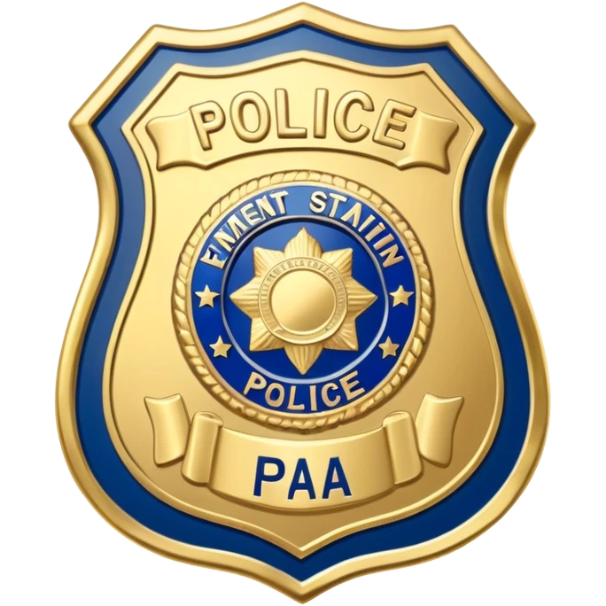 A police badge with PA written inside emoji