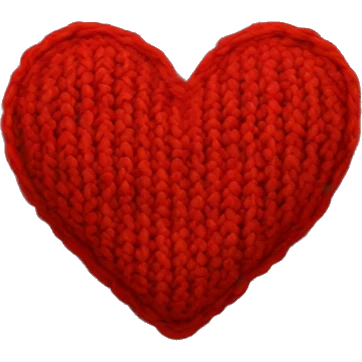 A Red knitted heart  emoji